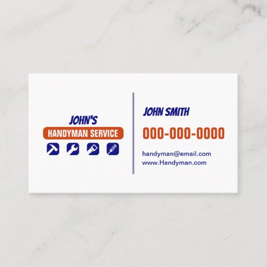 Beruflicher Handyman-Dienst zweiseitig Visitenkarte (Vorderseite)