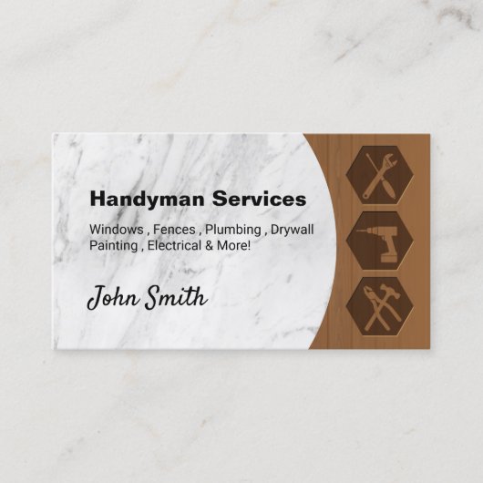 Beruflicher Handyman Entfernen von Reparaturmarmor Visitenkarte (Vorderseite)