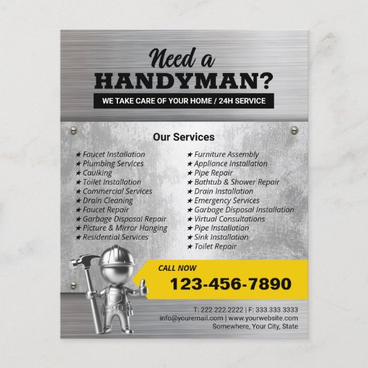 Beruflicher Handyman Repair Service 3D-Mitarbeiter Flyer (Vorne)