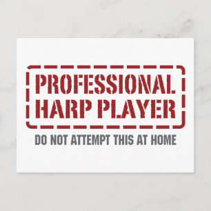 Beruflicher Harfenplayer Postkarte