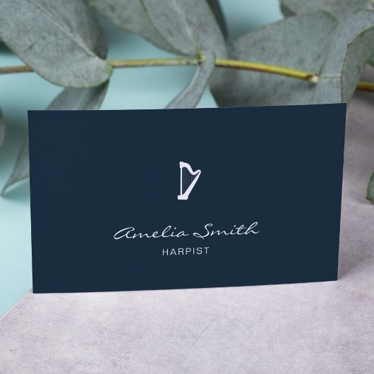 Beruflicher Harpist Minimal Elegant Navy Blau Visitenkarte