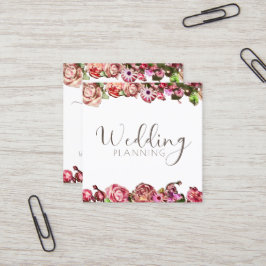 Beruflicher Hochzeitsplaner Elegant Rosa und Rosa Quadratische Visitenkarte