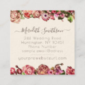 Beruflicher Hochzeitsplaner Elegant Rosa und Rosa Quadratische Visitenkarte (Rückseite)