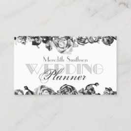Beruflicher Hochzeitsplaner Elegant Schwarz & Weiß Visitenkarte
