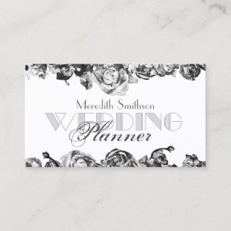 Beruflicher Hochzeitsplaner Elegant Schwarz & Weiß Visitenkarte