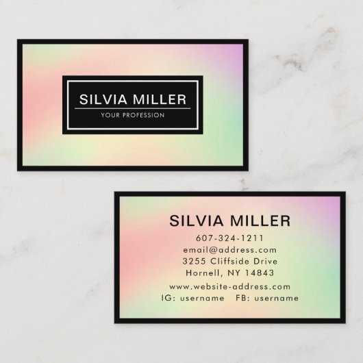 Beruflicher Holografischer Pastell-Regenbogen Visitenkarte (Vorne/Hinten)
