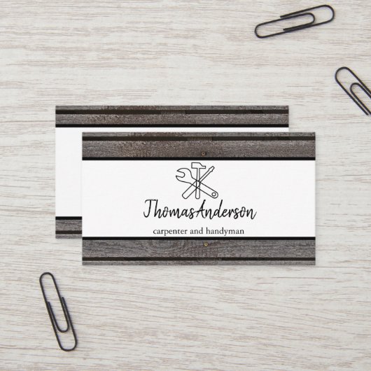 Beruflicher Holzkörner Rustikaler Schreiner Visitenkarte (Vorderseite/Rückseite Beispiel)