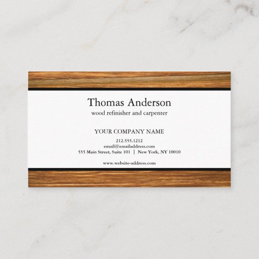Beruflicher Holzkörner Rustikaler Schreiner Visitenkarte (Rückseite)