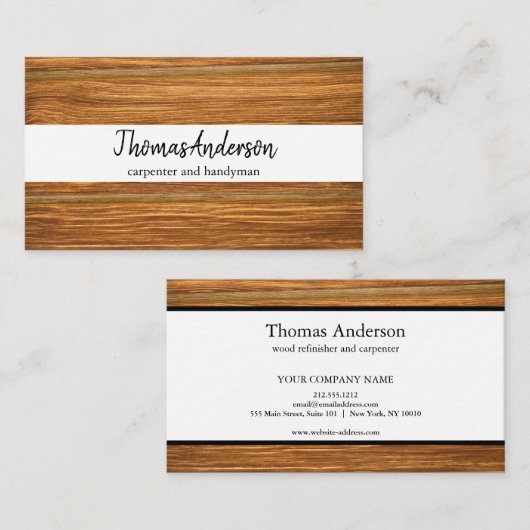 Beruflicher Holzkörner Rustikaler Schreiner Visitenkarte (Vorne/Hinten)