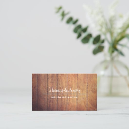 Beruflicher Holzkörner Rustikaler Schreiner Visitenkarte (Stehend Vorderseite)