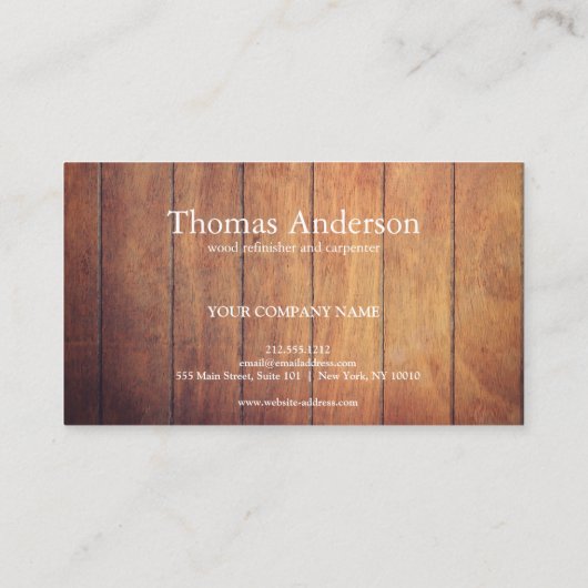 Beruflicher Holzkörner Rustikaler Schreiner Visitenkarte (Rückseite)