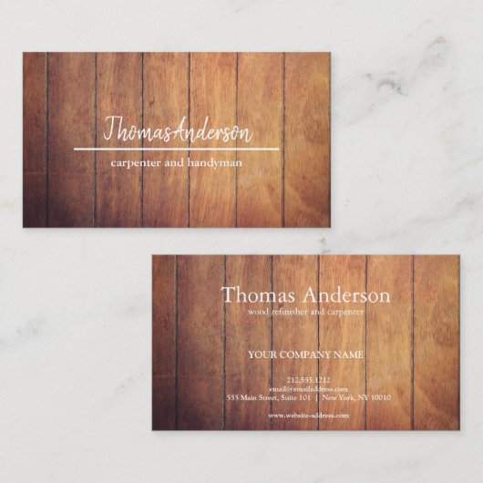 Beruflicher Holzkörner Rustikaler Schreiner Visitenkarte (Vorne/Hinten)