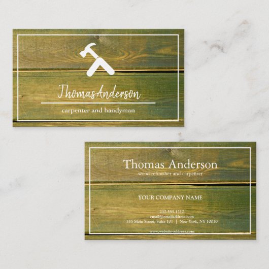 Beruflicher Holzkörner Rustikaler Schreiner Visitenkarte (Vorne/Hinten)