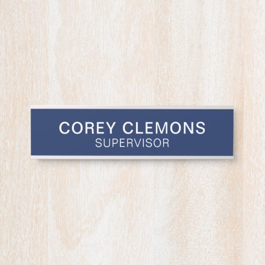 Beruflicher Individuelle Name Titel Blue & White O Türschild (Vorderseite )