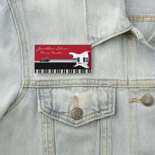 Beruflicher Klavier- und Gitarrenmusiklehrer Namensschild (Beispiel)