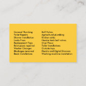 Beruflicher Klempnerarbeit-Service Visitenkarte (Rückseite)