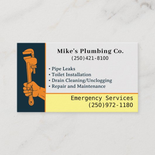 Beruflicher Klempnerservice Visitenkarte (Vorderseite)