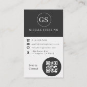 Beruflicher Kohlengraue Foto QR Code Moderner Visitenkarte (Rückseite)