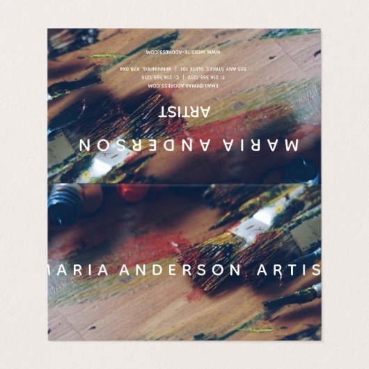 Beruflicher Künstler Visitenkarten (Außenseite Aufgefaltet)