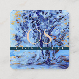 Beruflicher künstlerischer Baum Mit Monogramm QR Quadratische Visitenkarte