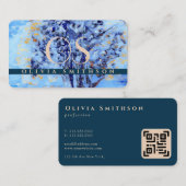 Beruflicher künstlerischer Baum Mit Monogramm QR Visitenkarte (Vorne/Hinten)