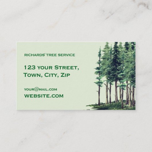 Beruflicher Landschaftsbaumservice Visitenkarte (Rückseite)