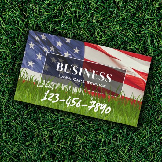 Beruflicher Lawn & Landscaping Service US-Flagge Visitenkarte
