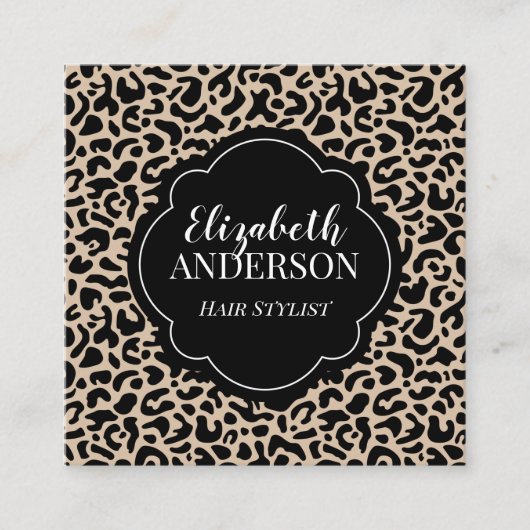Beruflicher Leopard Print Hair Stylist Quadratische Visitenkarte (Vorderseite)