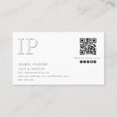 Beruflicher Letterpress floral monogramm Qr Visitenkarte (Rückseite)