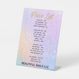 Beruflicher Lila Glitzer Nail Salon Preisliste Sockelschild