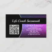 Beruflicher Lila Ombre Glitzer QR-Code Visitenkarte (Vorderseite)