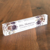 Beruflicher Lila und Goldflorallehrer Namensplakette (Seite)