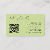 Beruflicher Lime Green Qr Code Minimales Skript Visitenkarte (Vorderseite)