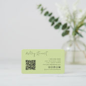 Beruflicher Lime Green Qr Code Minimales Skript Visitenkarte (Stehend Vorderseite)