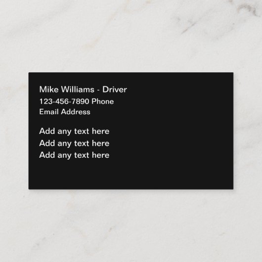 Beruflicher LKW-Fahrer Visitenkarte (Rückseite)