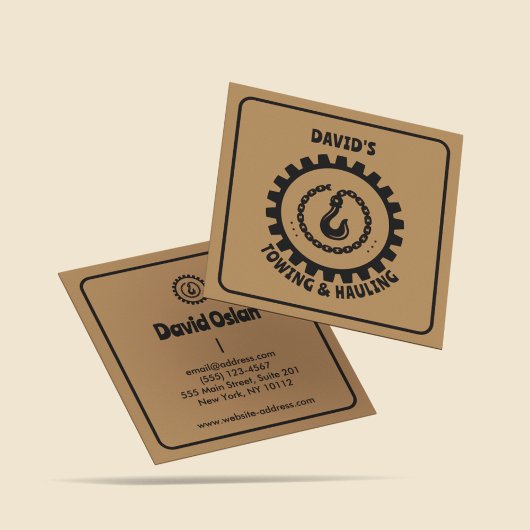 Beruflicher LKW Hook Brown & Black Quadratische Visitenkarte