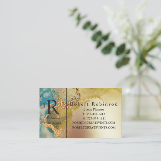 Beruflicher Luxus Custom Blue Gold Visitenkarte (Stehend Vorderseite)