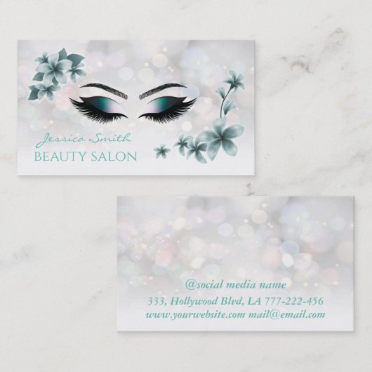 Beruflicher Luxus mit blühendem Make-up Visitenkarte (Vorne/Hinten)