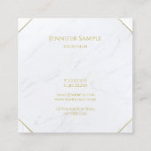 Beruflicher Luxus Weißer Marmor Gold Text Moderner Quadratische Visitenkarte (Rückseite)