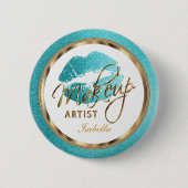 Beruflicher Make-upkünstler aquamarin, Gold und Button (Vorderseite)