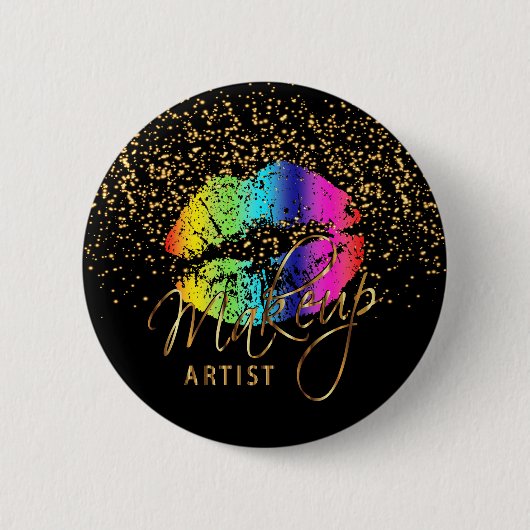Beruflicher Make-upkünstler - Regenbogen-Lippen Button (Vorderseite)