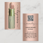 Beruflicher Makeup Body Lipstick QR-Code RoseGold Visitenkarte (Vorne/Hinten)