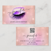 Beruflicher Makeup Lash QR Code Rosa Logo Lila Visitenkarte (Vorne/Hinten)