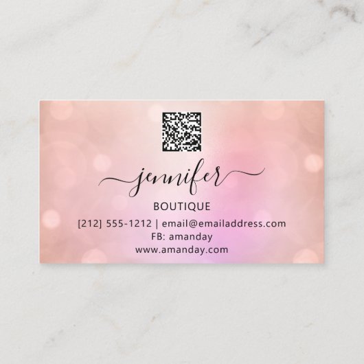 Beruflicher Makeup Lash QR Code Rosa Logo Lila Visitenkarte (Rückseite)