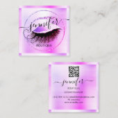 Beruflicher Makeup Lash Shop QR Code Rosa Glitzer Quadratische Visitenkarte (Vorne/Hinten)