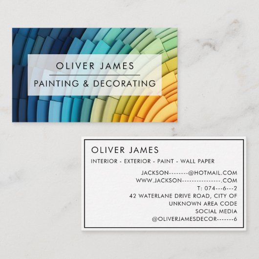 Beruflicher Malservice Maler & Dekorator Visitenkarte (Vorne/Hinten)