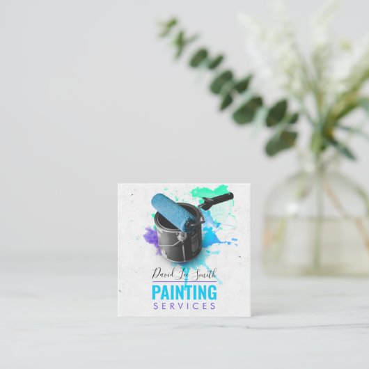 Beruflicher Malservice Quadratische Visitenkarte (Stehend Vorderseite)