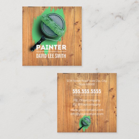 Beruflicher Malservice Quadratische Visitenkarte (Vorne/Hinten)