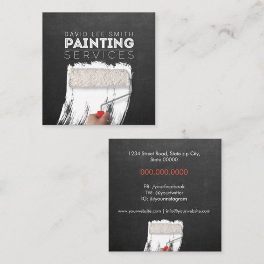 Beruflicher Malservice Quadratische Visitenkarte (Vorne/Hinten)