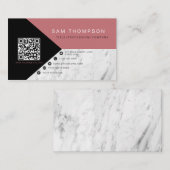 Beruflicher Marmorrosa QR-Code Modernes Geschäft Telefonnummerkarte (Vorne/Hinten)